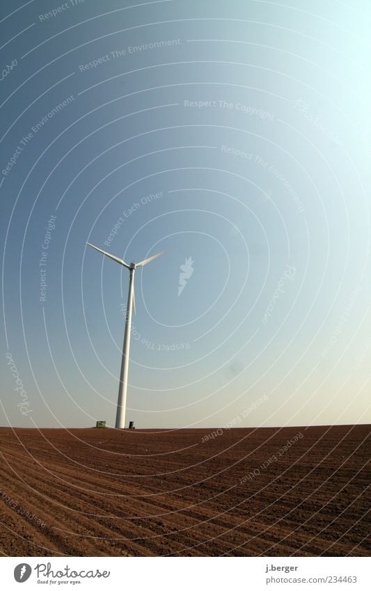 wind catcher Energy industry Technology Advancement Future Renewable energy Wind energy plant Landscape Earth Sky Cloudless sky Beautiful weather Field