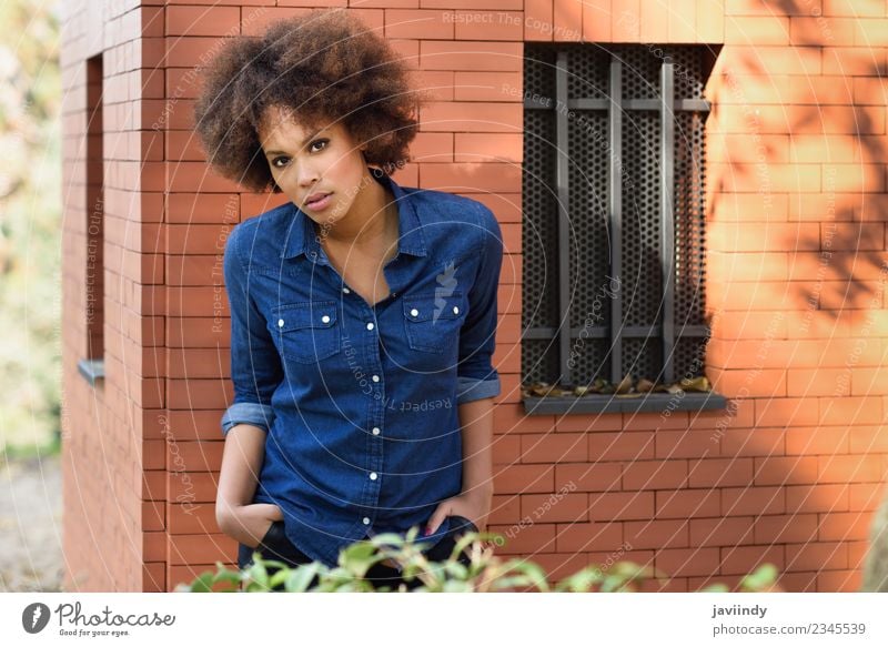 Young black woman with afro hairstyle standing outdoors Lifestyle Style Happy Beautiful Hair and hairstyles Face Human being Feminine Young woman