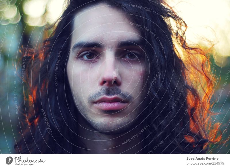 I'm a slob. Masculine Hair and hairstyles Face 1 Human being Black-haired Long-haired Curl Beautiful Uniqueness Facial hair Colour photo Exterior shot Light