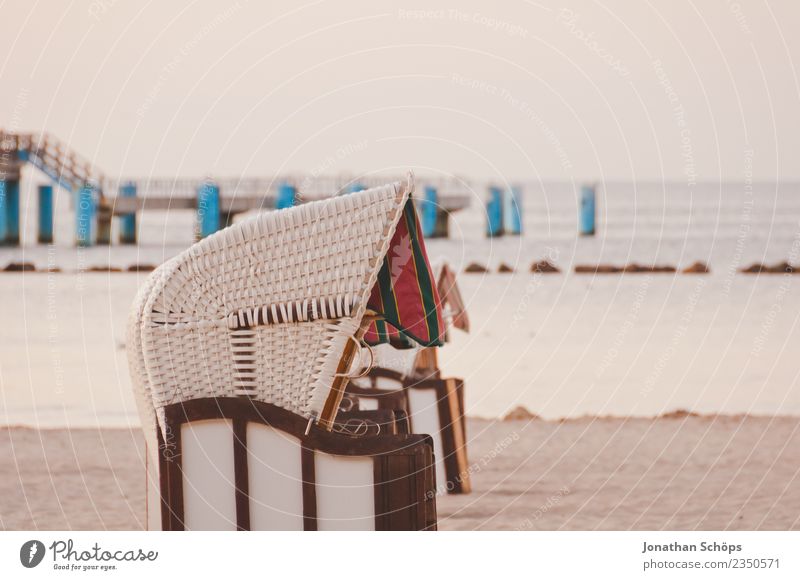 Beach chair at the beach at the Baltic Sea Individual Sellin Island Rügen Health Spa Sandy beach Vacation & Travel Basket Sea bridge Swimming & Bathing