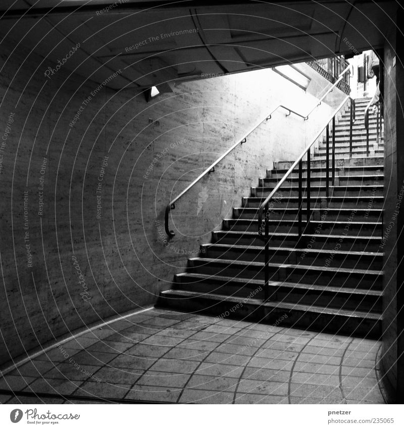 Always up! Deserted Places Train station Tunnel Architecture Wall (barrier) Wall (building) Stairs Old Dark Gloomy Black White Emotions Mobility Banister London