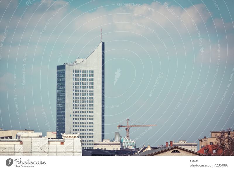 Leepzsch Environment Sky Clouds Beautiful weather Town House (Residential Structure) High-rise Building Architecture Facade Window Blue Leipzig wisdom tooth