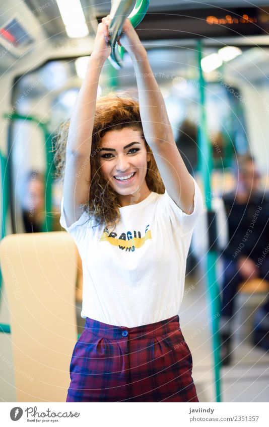 Arab woman inside subway train. Lifestyle Vacation & Travel Tourism Trip Human being Feminine Woman Adults Youth (Young adults) 1 18 - 30 years Transport