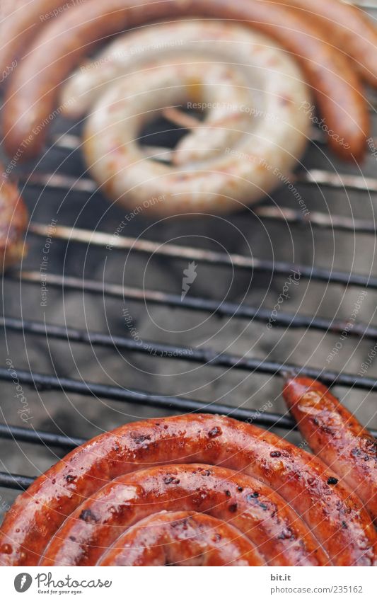 IT'S ALL RIGHT! Meat Sausage Nutrition Barbecue (apparatus) BBQ BBQ season Barbecue area Grill Hot Delicious Brown Crisp Crumpet Rolled Spiral