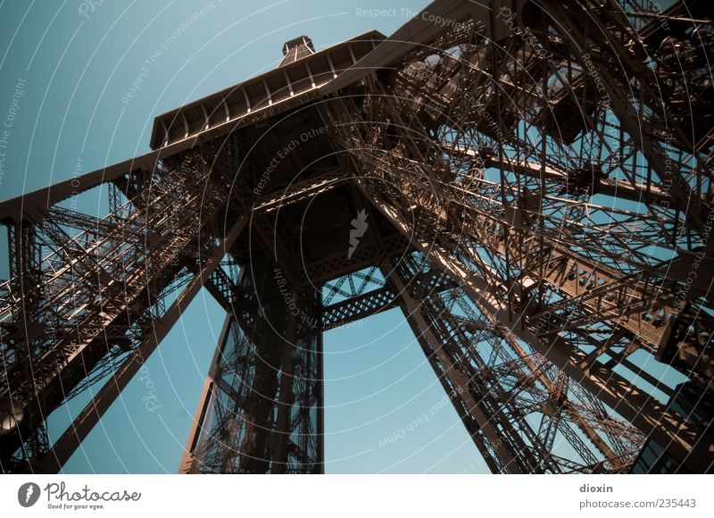 Eiffel Tower High Paris France Capital city Manmade structures Architecture Steel construction Tourist Attraction Landmark Old Exceptional Gigantic Tall Blue