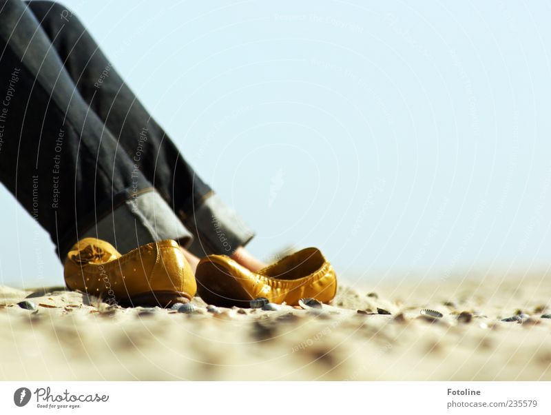 Spiekeroog | Suse relaxed ;-) Human being Woman Adults Legs Environment Nature Elements Sand Sky Cloudless sky Beach Bright Contentment Relaxation Footwear