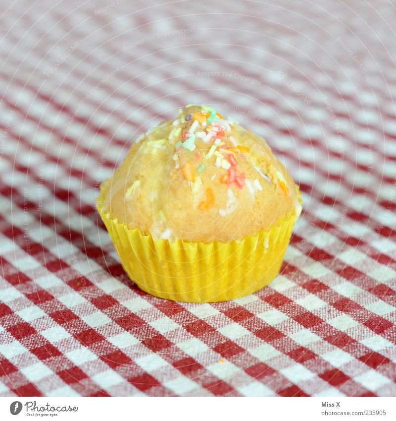 muffin Food Dough Baked goods Cake Dessert Nutrition Small Delicious Sweet Muffin Checkered Coulored sugar candy Granules Icing Colour photo Multicoloured
