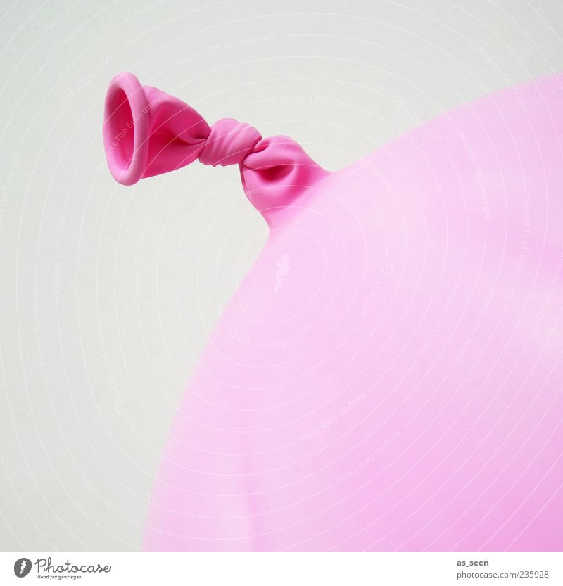 Pink rubber Balloon Plastic Knot Round Rubber Colour photo Interior shot Close-up Detail Deserted Copy Space right Neutral Background Day Light Silhouette