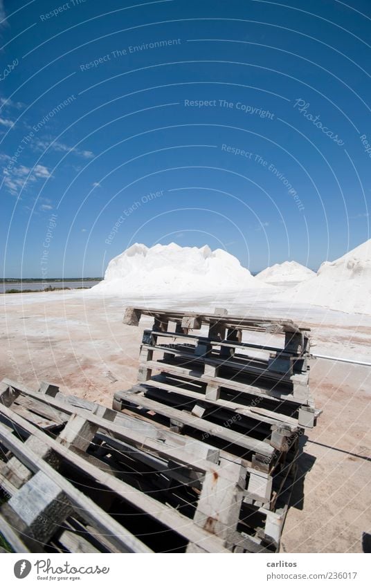 All right! Sky Summer Beautiful weather Warmth Lie Blue White Chaos Palett Stack Heap Mountain Salt Saltworks Wood Dry Dazzle Mediterranean Ses Salines es trenc