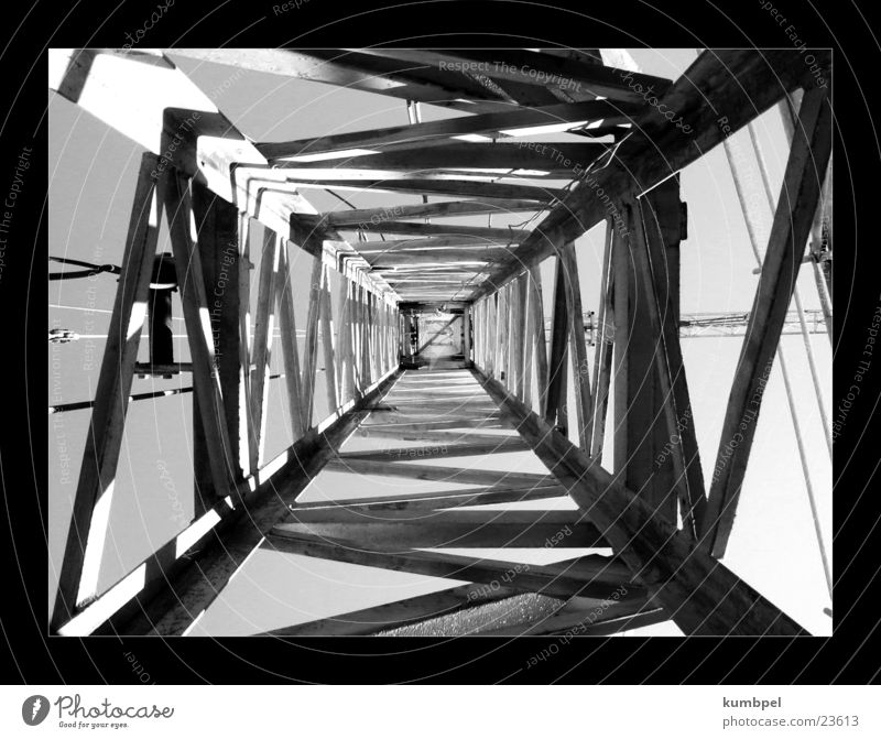 Site series Photograph 1 Construction site Row Crane Crossbeam Light Things Black & white photo Metal Shadow Perspective Dynamics