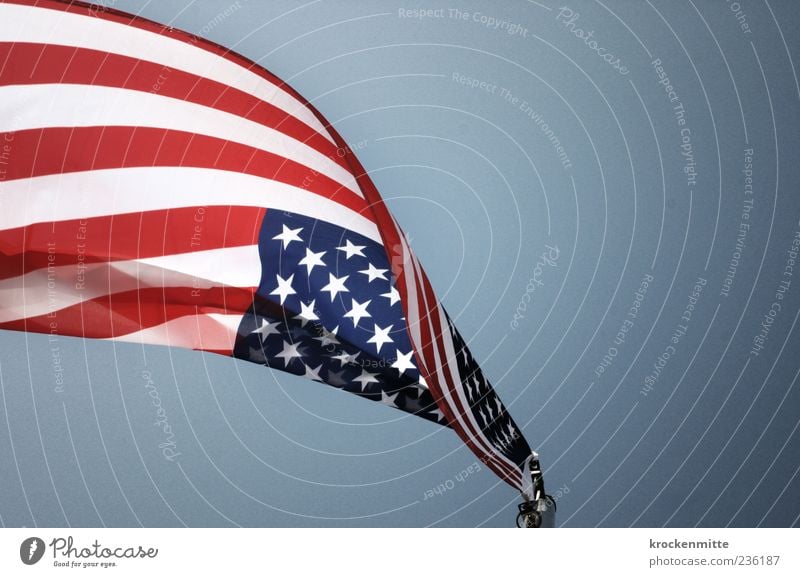 falling star Flagpole Blue Red White Patriotism USA Americas American Flag Stripe Sky Blow Judder Swing Freedom Ensign World power Might Democracy