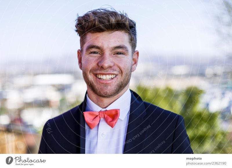Young man in suit with bow tie Lifestyle Luxury Elegant Style Beautiful Financial Industry Business Career Success Human being Masculine Youth (Young adults)