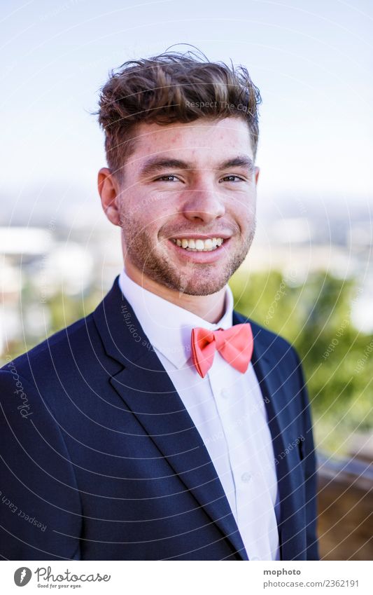 Young man in suit with bow tie Lifestyle Elegant Style Happy Beautiful Feasts & Celebrations Wedding Birthday Human being Masculine Youth (Young adults) Partner