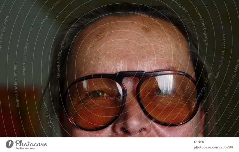 fly (me away) Human being Adults Skin Eyes Nose 1 45 - 60 years Authentic Senior citizen Eyeglasses Reflection Looking Colour photo Interior shot Close-up
