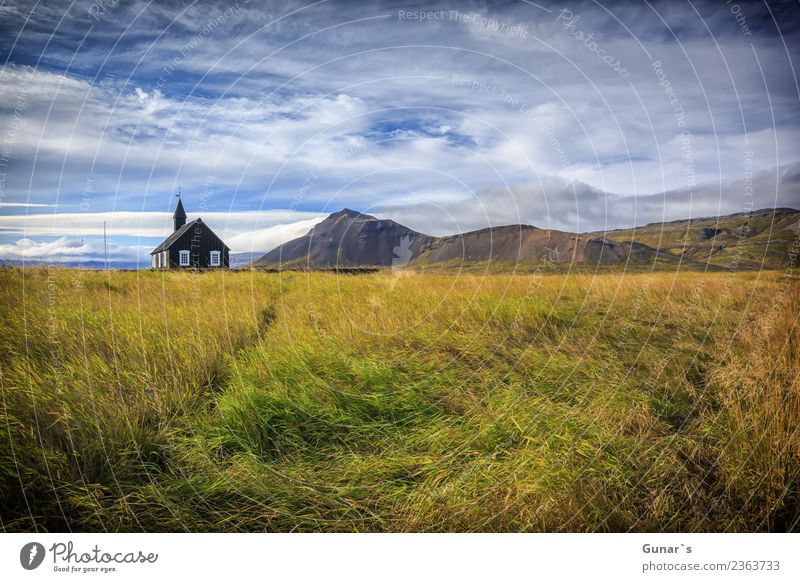 Old black wooden church on Iceland. Relaxation Vacation & Travel Tourism Trip Adventure Far-off places Freedom Expedition Camping Summer vacation Mountain