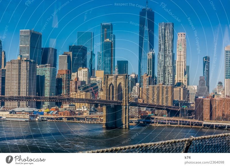 NYC - Brooklyn Bridge Skyline Worm's-eye view Day Exterior shot Subdued colour Colour photo Town New York City USA Americas Capital city Downtown Deserted