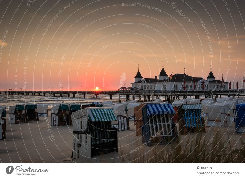 Seebrücke Ahlbeck on Usedom at sunrise_001 Lifestyle Elegant Relaxation Vacation & Travel Tourism Trip Adventure Far-off places Freedom Camping Summer vacation