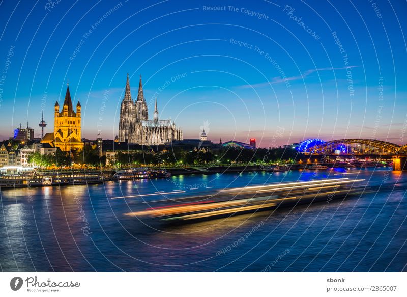Hell in the evening Cologne Town Port City Skyline Dome Vacation & Travel Germany cityscape Rhine Colour photo Evening Twilight Night