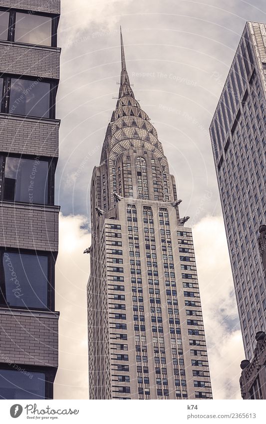 NYC - Chrysler Building Skyline Worm's-eye view Day Exterior shot Subdued colour Colour photo Town New York City USA Americas Capital city Downtown Deserted