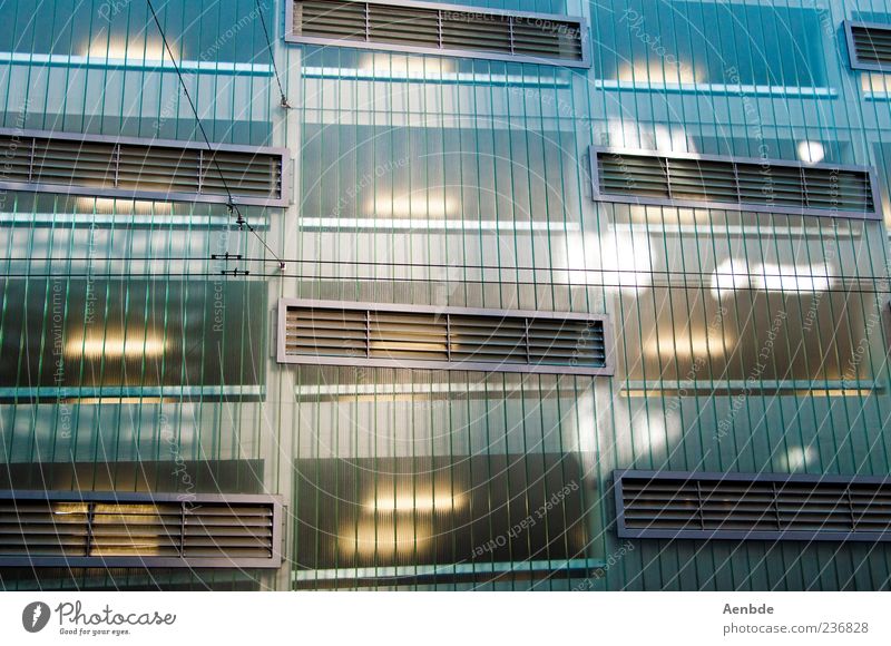 2046 Facade Esthetic Cold Window Parking garage Abstract Futurism Colour photo Exterior shot Pattern Deserted Day Architecture Building Lighting