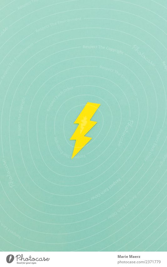 Yellow flash cut out of paper Lightning Movement Aggression Simple Crazy Speed Green Power Dangerous Colour Threat Idea Innovative Protest Risk Surprise Change