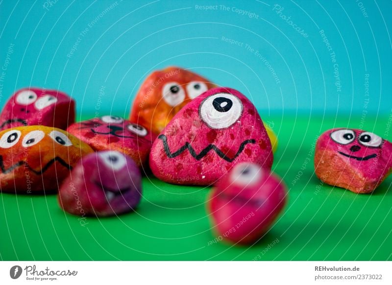 Monster Stones | red Style Leisure and hobbies Art Emotions Moody Honest Fear Dangerous Stress Character Difference Exceptional Eyes Figure Green Blue
