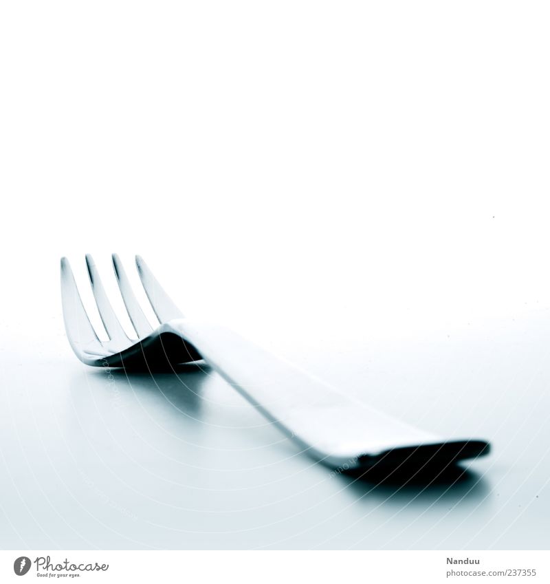 non-food-photo² Metal Esthetic Fork White High-grade steel Cutlery Clean Deserted Bright background 1 Lie Glittering Long shot Copy Space top Copy Space right