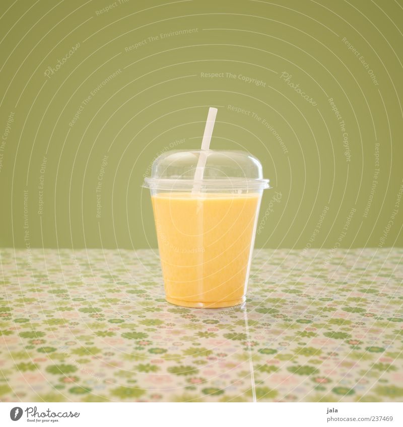 mango lassi Food Dairy Products Fruit Beverage Cold drink Milk Mug Straw Delicious Multicoloured Yellow Green Appetite Colour photo Interior shot Deserted