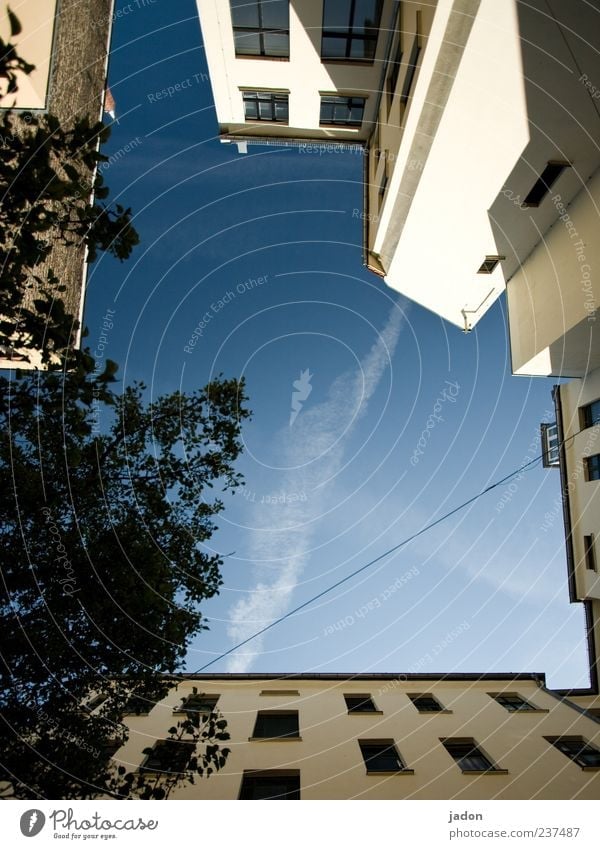 sky over the courtyard in berlin House (Residential Structure) Sky Beautiful weather Building Architecture Wall (barrier) Wall (building) Facade Window Tall