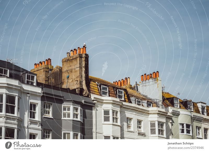 Above the roofs V Sky Brighton Great Britain Europe Small Town Port City House (Residential Structure) Building Architecture Facade Window Roof Chimney Esthetic