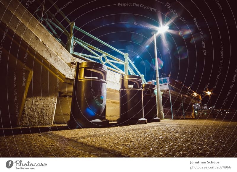 Garbage can at Brighton Beach at night, Brighton, England - a Royalty Free  Stock Photo from Photocase