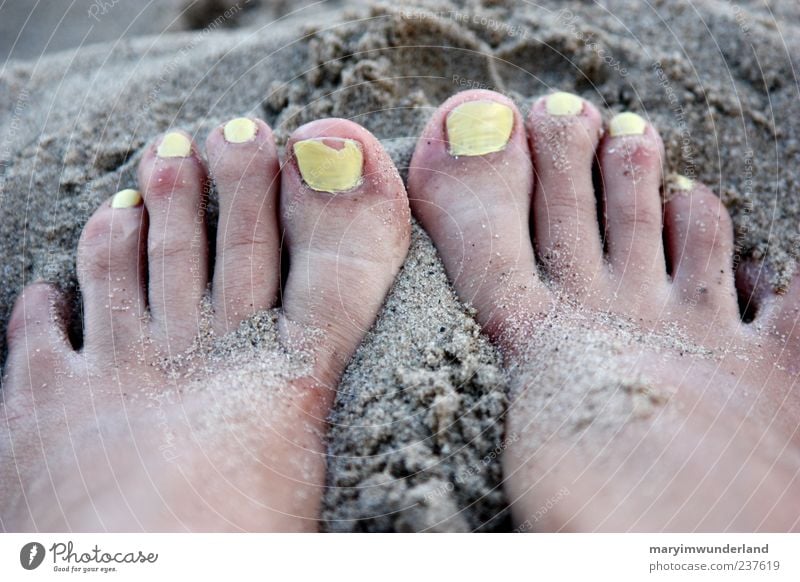 10x yellow. Nail polish Well-being Summer Summer vacation Beach Ocean Feet Toes To enjoy Wait Esthetic Yellow Relaxation Freedom Sand Grain of sand Women`s feet