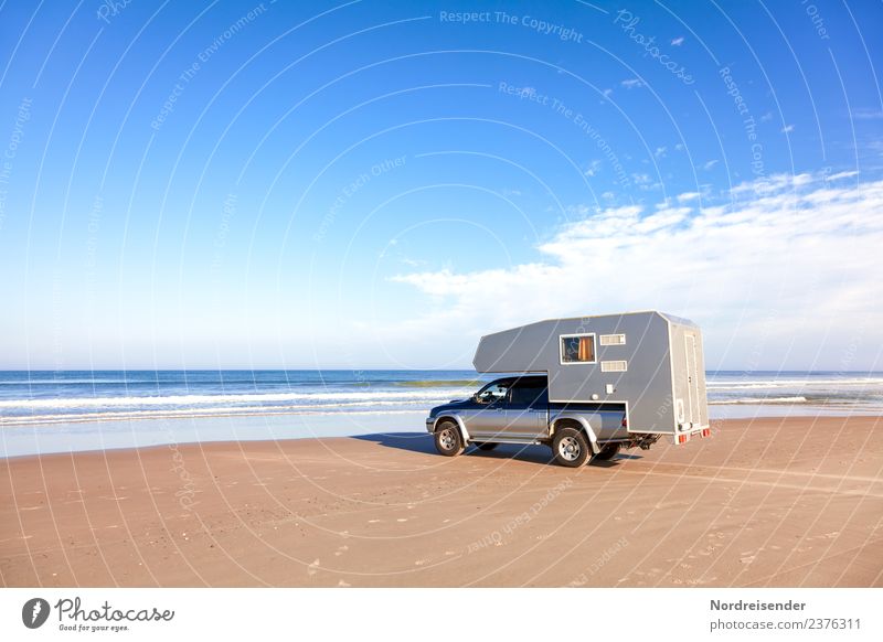 Motorhome, Pickup at the beach Vacation & Travel Adventure Far-off places Camping Summer Summer vacation Sun Beach Ocean Waves Retirement Nature Elements Sand
