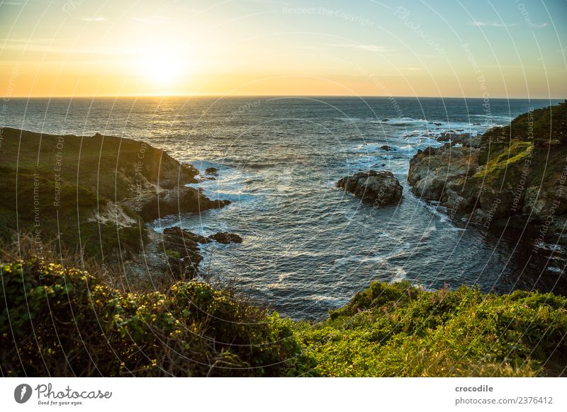 Highway One V California Twilight Ocean Pacific Ocean Coastal road Night Vacation & Travel road trip Street Cliff Sun Sunset Romance Waves Sea water Rock Surf