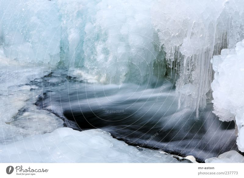 Icy Water Environment Nature Landscape Elements Winter Ice Frost Brook Waterfall Exceptional Fluid Fresh Wet Blue White Cold Climate Colour photo Exterior shot