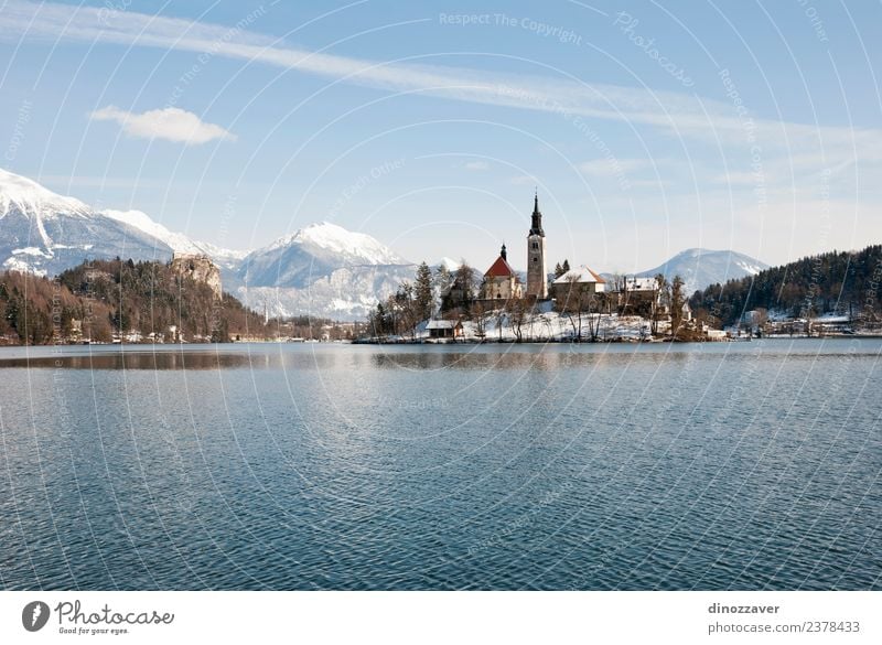 Lake Bled, Slovenia Beautiful Vacation & Travel Tourism Island Winter Snow Mountain Nature Landscape Sky Tree Park Forest Hill Rock Alps Village Church Castle