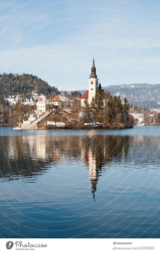 Lake Bled, Slovenia Beautiful Vacation & Travel Tourism Island Winter Snow Mountain Nature Landscape Sky Tree Park Forest Hill Rock Alps Village Church Castle