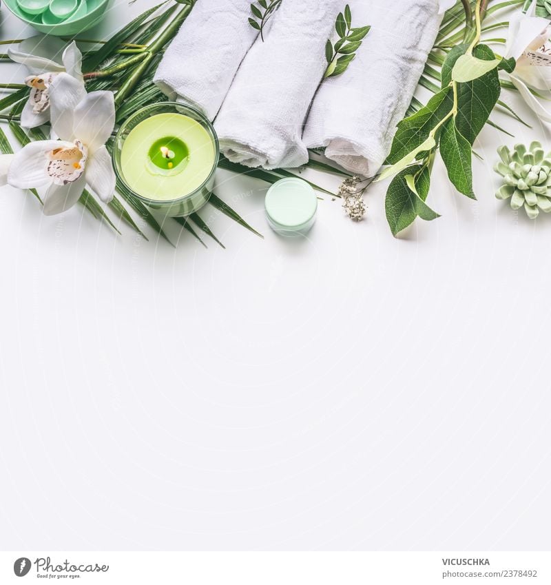 Spa bath with flowers, candles and tray, Stock image