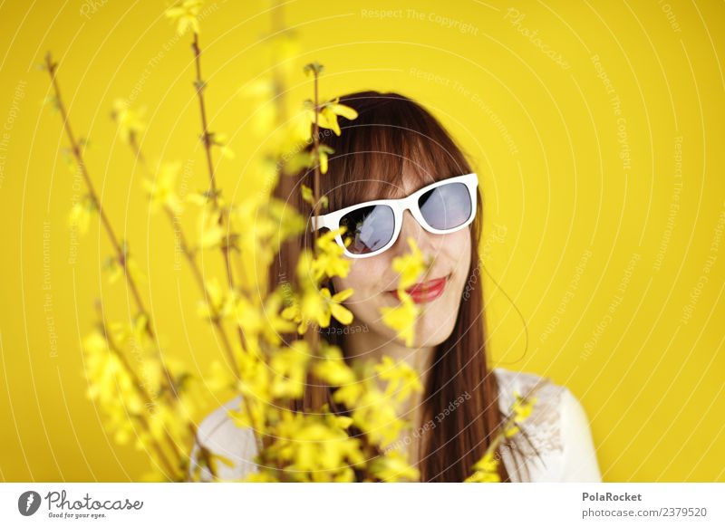 #A# spring yellow VI Art Work of art Esthetic Yellow Yellowness Forsythia blossom Sunglasses Spring Spring fever Spring flower Spring day Spring colours Woman