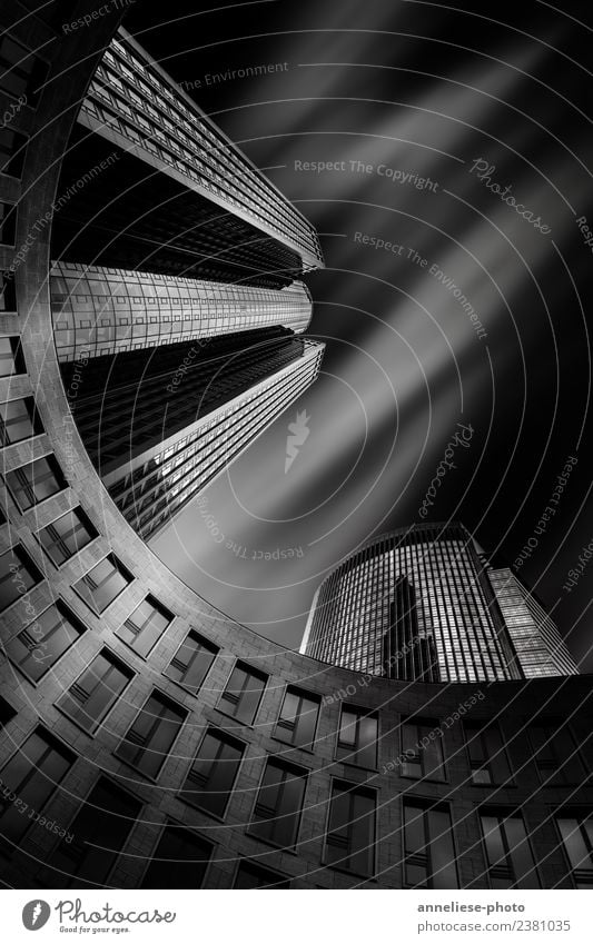 Skyscrapper Frankfurt Germany Europe Town Downtown House (Residential Structure) High-rise Bank building Building Architecture Modern Black & white photo