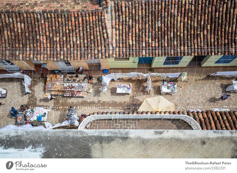 above Town Downtown Brown Gray Green Black White Cuba Roof Trinidade Brick Alley Markets Sell Souvenir Bird's-eye view Lookout tower Colour photo Exterior shot