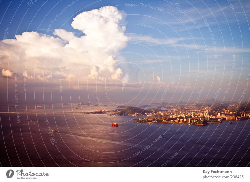 Niteroi Sky Clouds Summer Beautiful weather Coast Ocean Rio de Janeiro Brazil South America Town Port City Harbour Blue Wanderlust Vacation & Travel Tourism