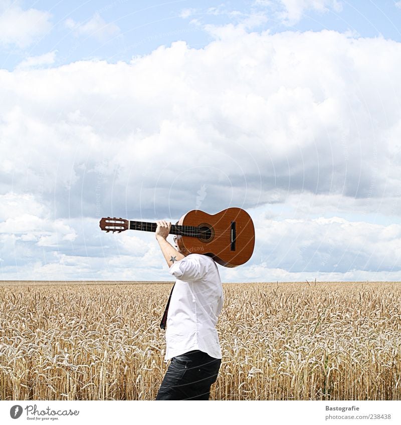 Walk this Way 1 Human being Music Guitar Free Musical instrument Singer Field Colour photo Wheatfield Musician Shoulder Carrying Tattoo Underarm