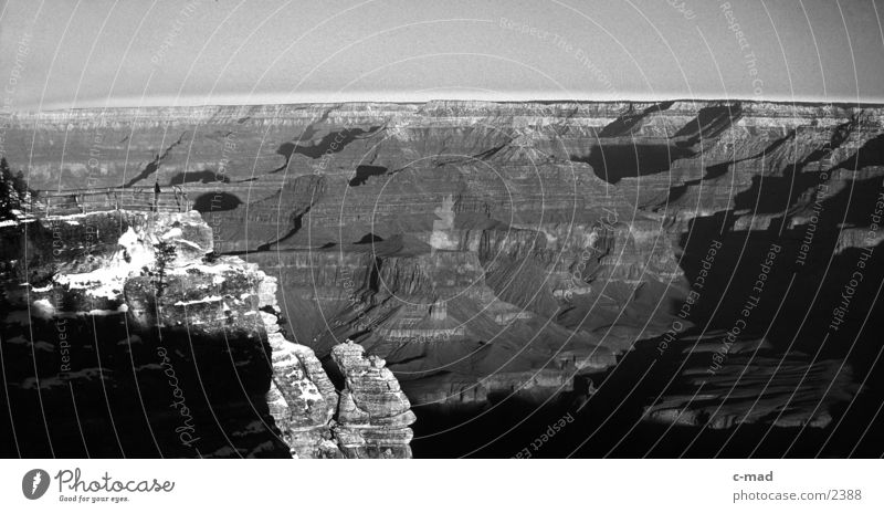 Grand Canyon Arizona Winter Moody USA Black & white photo Landscape Earth Destination Tourist Attraction Geology Famousness Natural phenomenon National Park