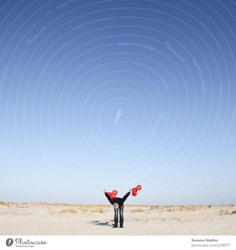 Spiekeroog | Balloons for Paddy Leisure and hobbies Masculine 45 - 60 years Adults Discover Bend Respect Applause Beach Marram grass Graceful Thank Red Contrast