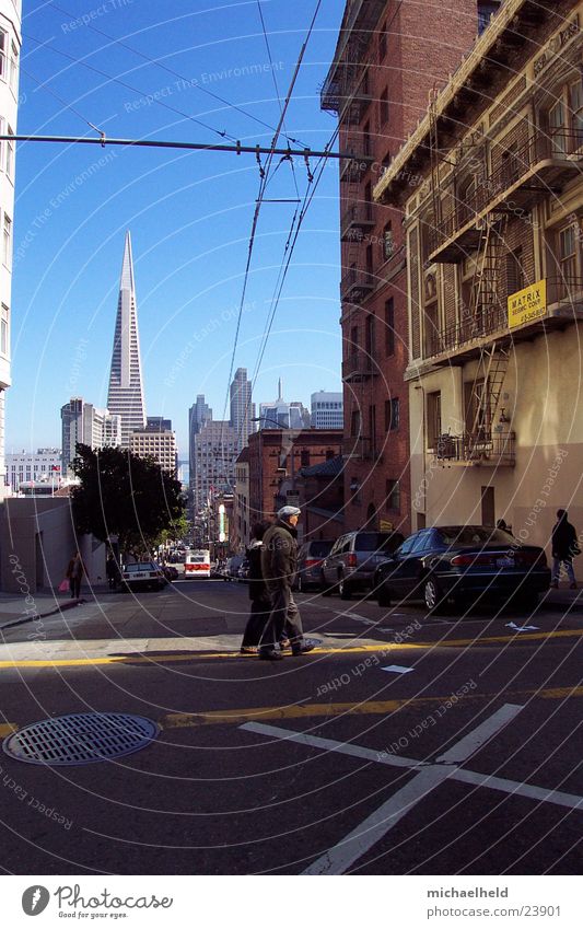 San Francisco Man North America Mixture Trans America Building house corner Cable Line