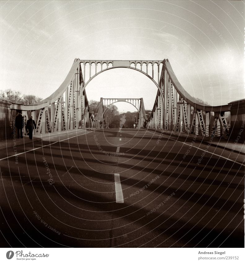 Glienicke Bridge Beautiful weather Potsdam Outskirts Tourist Attraction Transport Traffic infrastructure Pedestrian Street Lane markings Metal Medium format