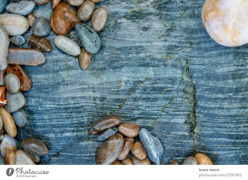 Pebbles over stone composition for background. Design Relaxation Swimming pool Beach Ocean Decoration Wallpaper Science & Research Art Environment Nature