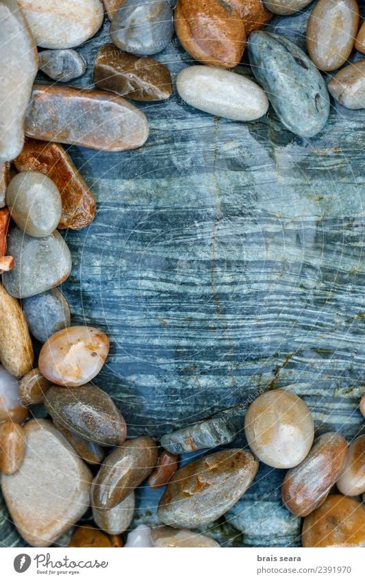Pebbles over stone composition for background. Design Relaxation Swimming pool Beach Ocean Decoration Wallpaper Science & Research Group Environment Nature