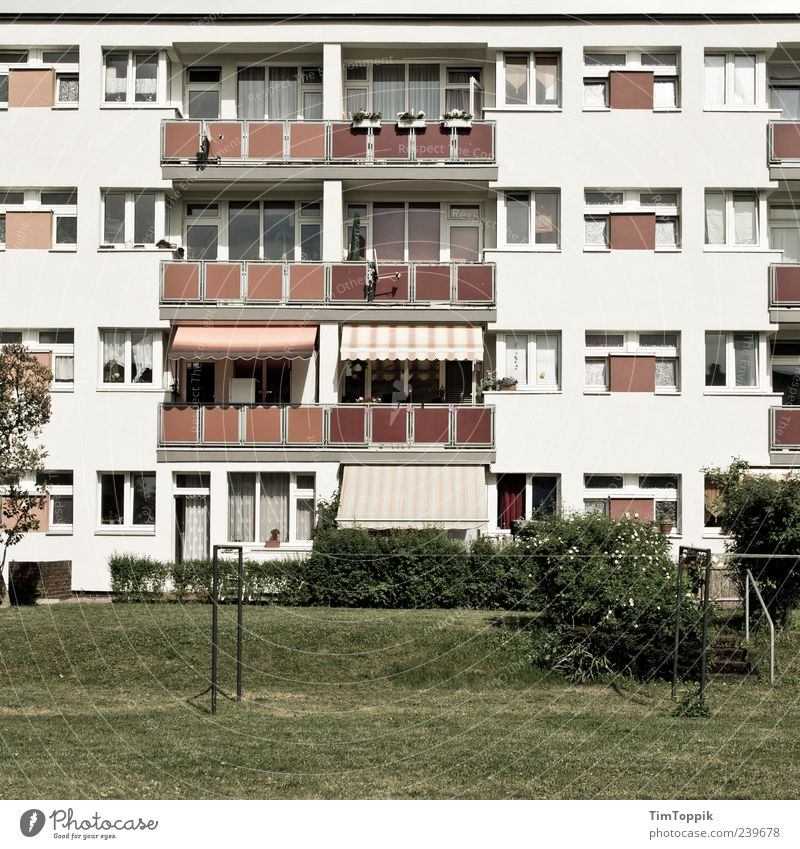 balkonies House (Residential Structure) Gloomy Balcony French windows Balcony furnishings Flat (apartment) Facade Garden Sun blind Window Apartment house